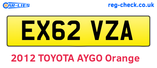 EX62VZA are the vehicle registration plates.