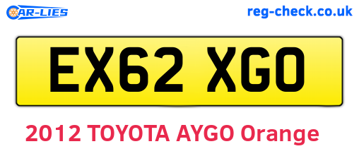 EX62XGO are the vehicle registration plates.