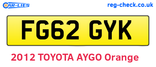 FG62GYK are the vehicle registration plates.