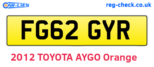 FG62GYR are the vehicle registration plates.