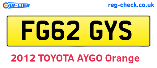 FG62GYS are the vehicle registration plates.