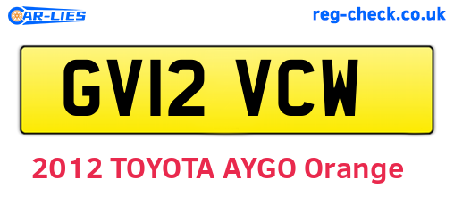 GV12VCW are the vehicle registration plates.