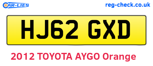 HJ62GXD are the vehicle registration plates.