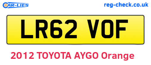 LR62VOF are the vehicle registration plates.