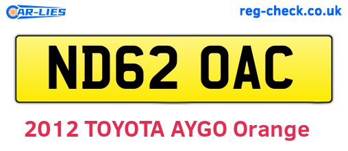 ND62OAC are the vehicle registration plates.