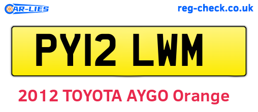PY12LWM are the vehicle registration plates.