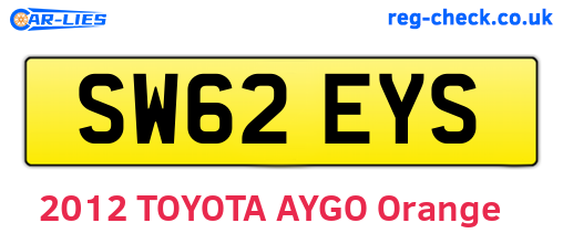 SW62EYS are the vehicle registration plates.