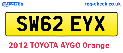 SW62EYX are the vehicle registration plates.