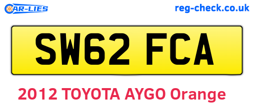 SW62FCA are the vehicle registration plates.