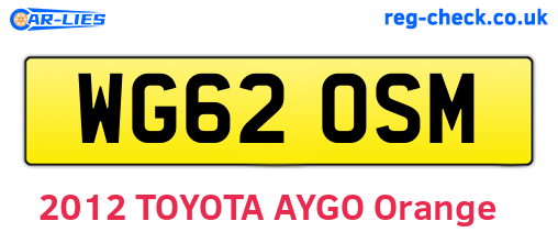 WG62OSM are the vehicle registration plates.