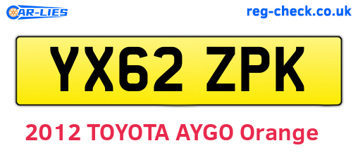 YX62ZPK are the vehicle registration plates.
