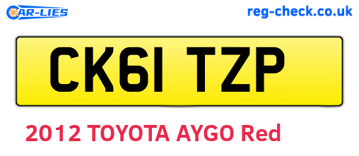 CK61TZP are the vehicle registration plates.