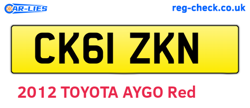 CK61ZKN are the vehicle registration plates.