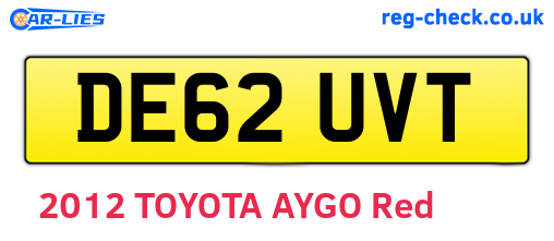 DE62UVT are the vehicle registration plates.