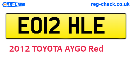 EO12HLE are the vehicle registration plates.