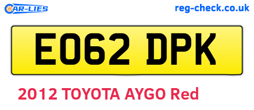 EO62DPK are the vehicle registration plates.