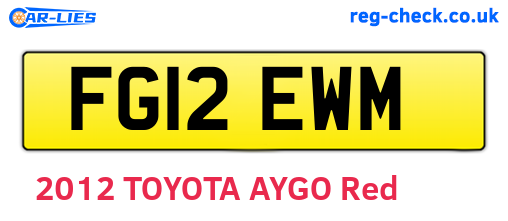 FG12EWM are the vehicle registration plates.