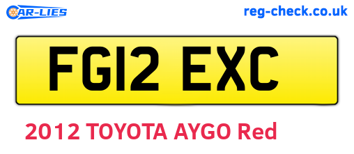 FG12EXC are the vehicle registration plates.