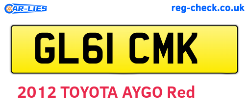 GL61CMK are the vehicle registration plates.
