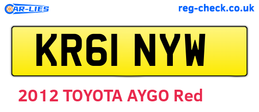 KR61NYW are the vehicle registration plates.