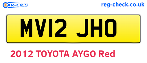 MV12JHO are the vehicle registration plates.