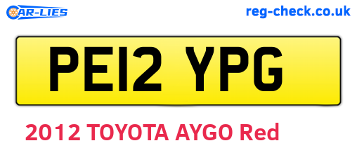 PE12YPG are the vehicle registration plates.
