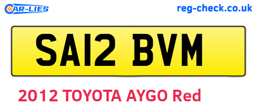 SA12BVM are the vehicle registration plates.
