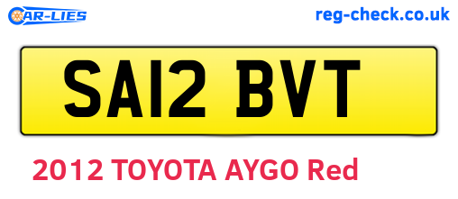 SA12BVT are the vehicle registration plates.
