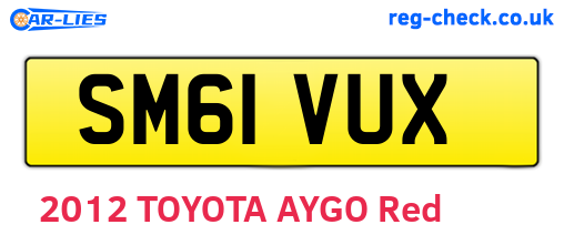 SM61VUX are the vehicle registration plates.