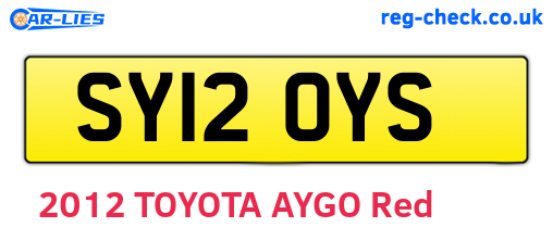 SY12OYS are the vehicle registration plates.