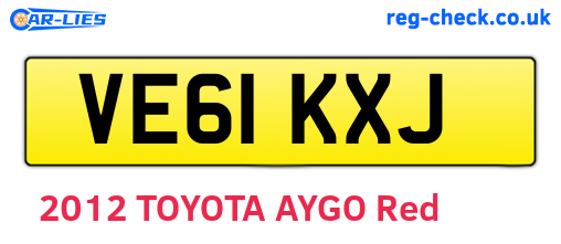 VE61KXJ are the vehicle registration plates.