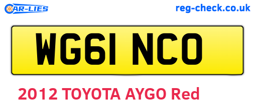 WG61NCO are the vehicle registration plates.