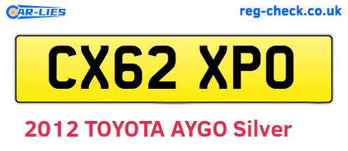 CX62XPO are the vehicle registration plates.