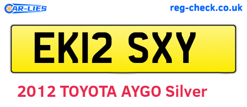 EK12SXY are the vehicle registration plates.
