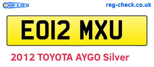 EO12MXU are the vehicle registration plates.