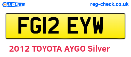 FG12EYW are the vehicle registration plates.