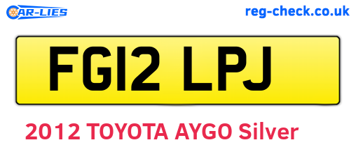FG12LPJ are the vehicle registration plates.
