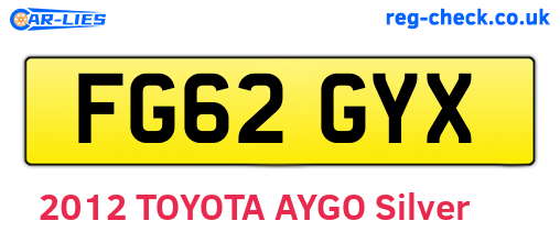 FG62GYX are the vehicle registration plates.