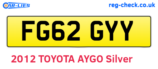 FG62GYY are the vehicle registration plates.