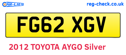 FG62XGV are the vehicle registration plates.