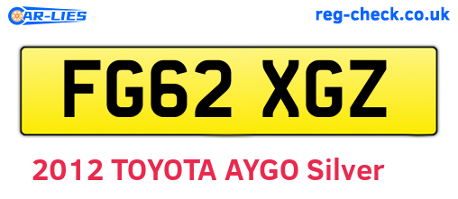 FG62XGZ are the vehicle registration plates.