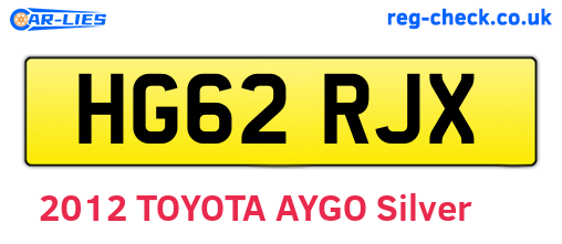 HG62RJX are the vehicle registration plates.