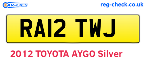 RA12TWJ are the vehicle registration plates.