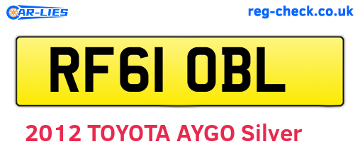 RF61OBL are the vehicle registration plates.
