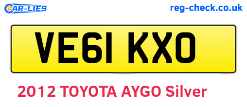 VE61KXO are the vehicle registration plates.