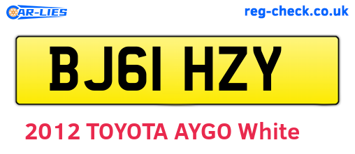 BJ61HZY are the vehicle registration plates.