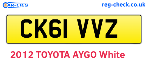 CK61VVZ are the vehicle registration plates.