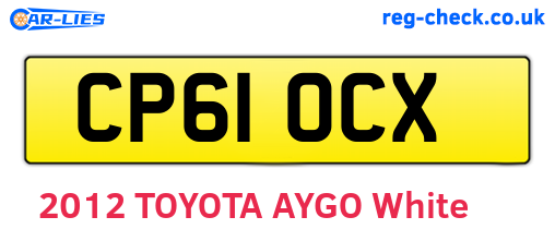 CP61OCX are the vehicle registration plates.