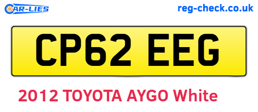 CP62EEG are the vehicle registration plates.