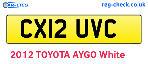 CX12UVC are the vehicle registration plates.
